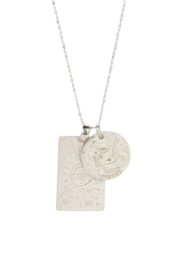 Silver Pisces Stargazer Zodiac Necklace Cheap