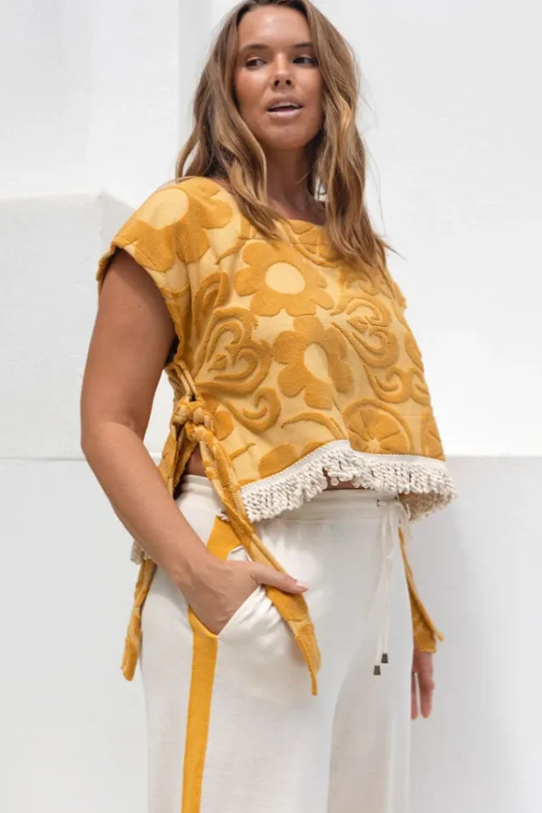 Mustard Pomelia Terry Throw Over Top Discount
