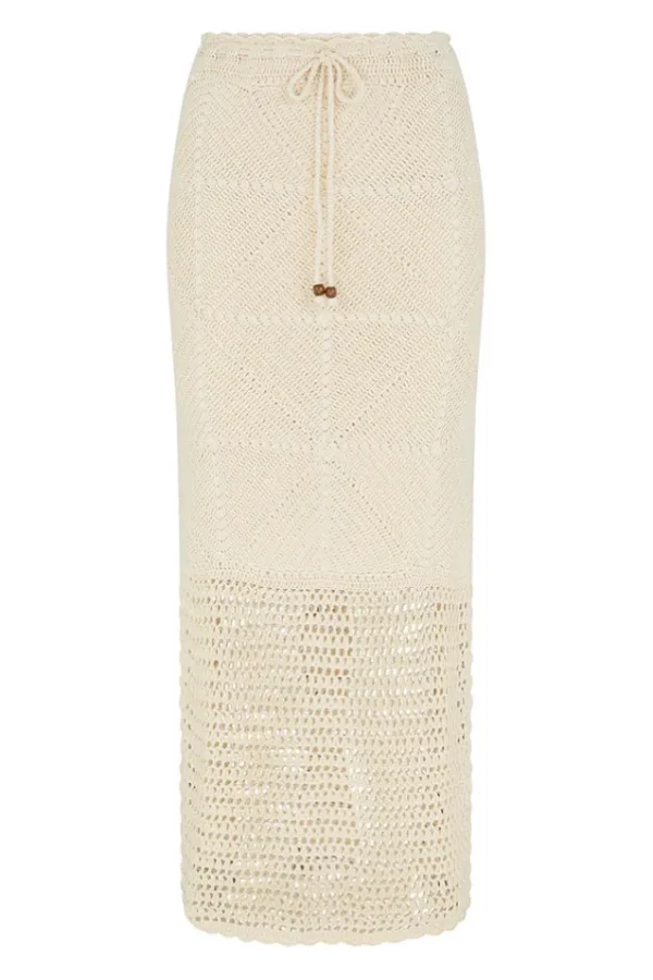 Natural Salina Crochet Midi Skirt Best