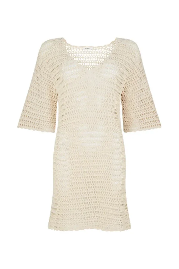 Natural Salina Crochet Mini Dress Fashion