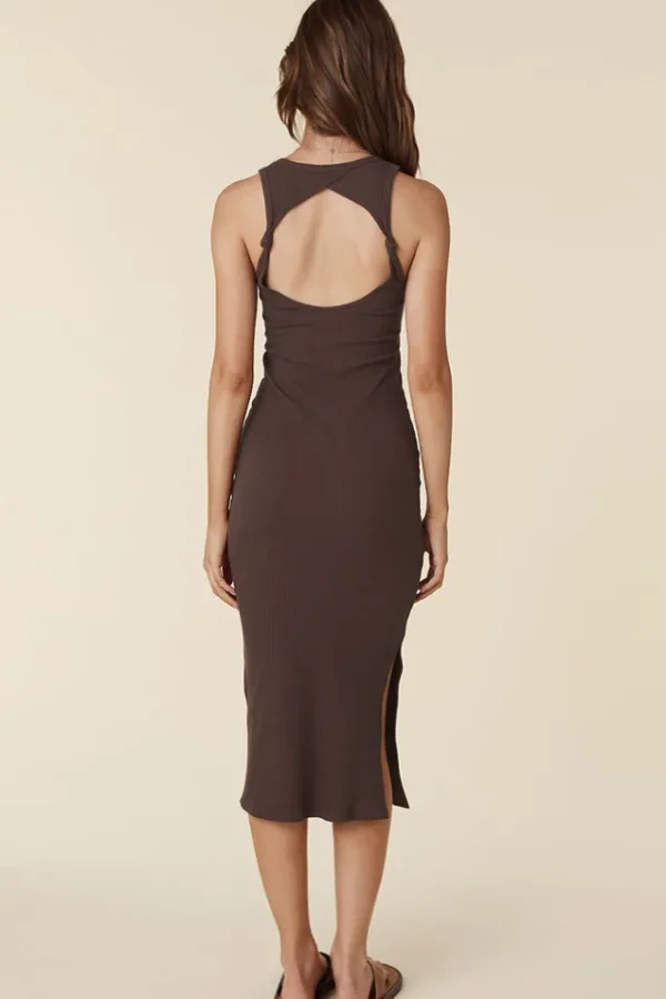 Chocolate Spell Staples Rib Singlet Midi Dress Cheap