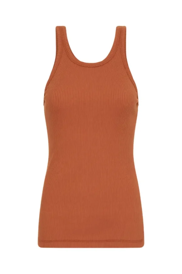 Tan Spell Staples Rib Singlet k Hot