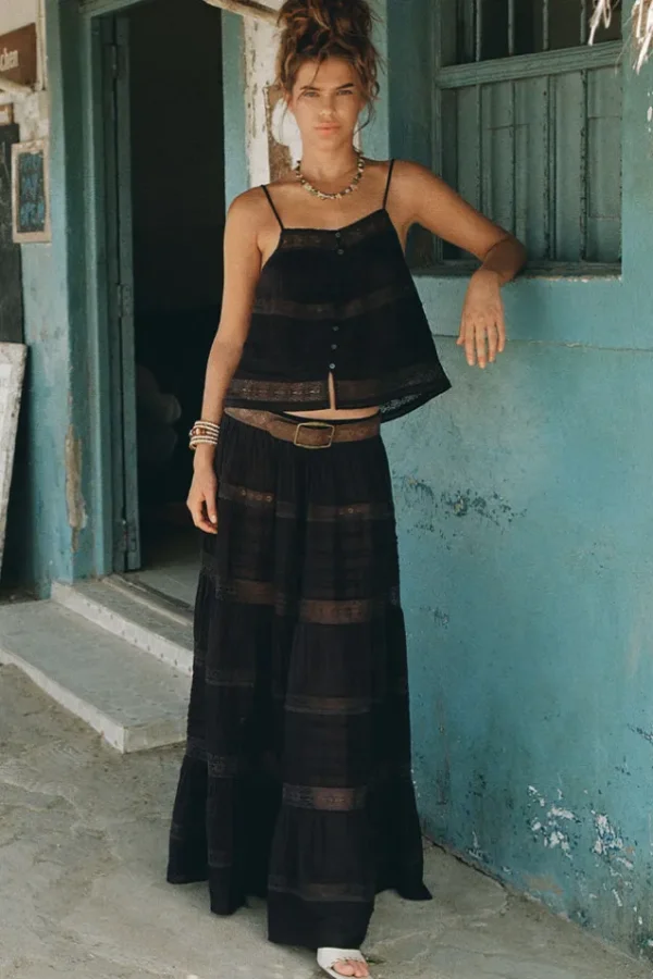 Black Teodora Maxi Skirt Discount