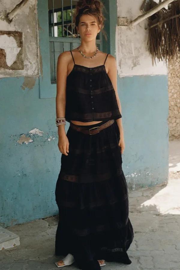 Black Teodora Maxi Skirt Best Sale