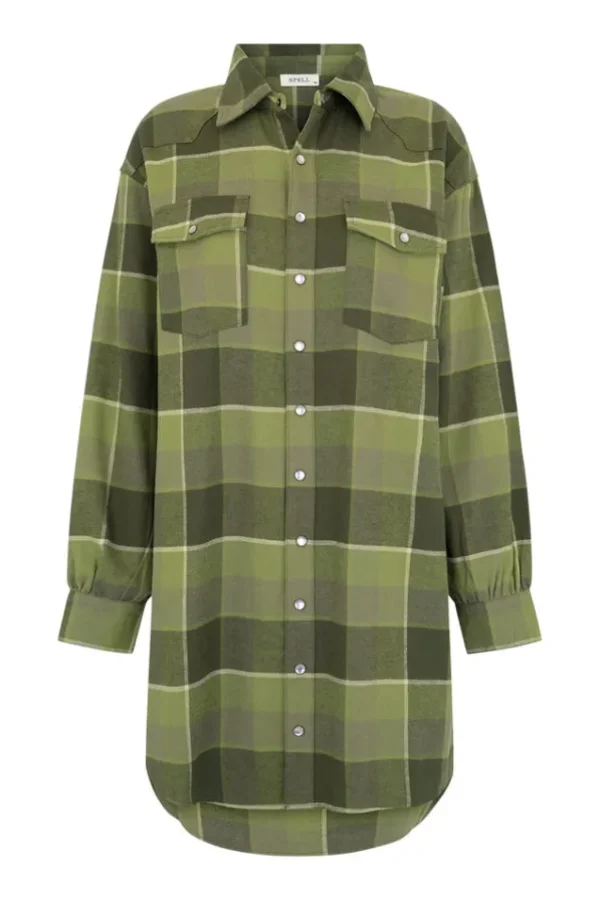 Khaki Wyatt Flannel Shirt Dress New