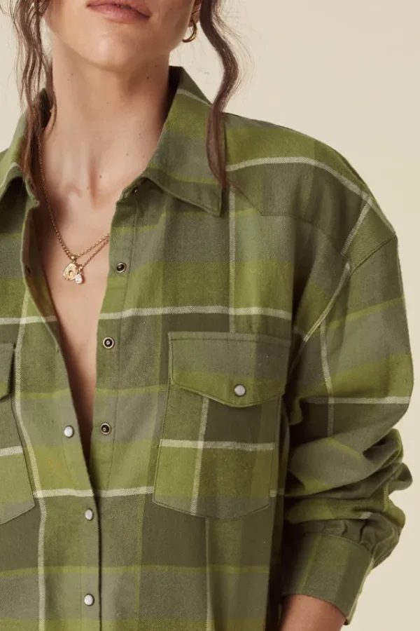 Khaki Wyatt Flannel Shirt Dress New