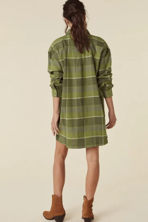 Khaki Wyatt Flannel Shirt Dress New