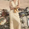 Honeysuckle Yellow Rose Bias Maxi Dress Fashion