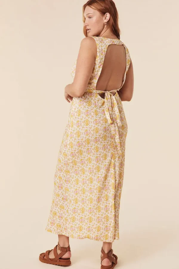 Honeysuckle Yellow Rose Bias Maxi Dress Fashion