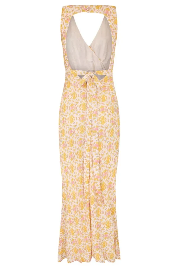 Honeysuckle Yellow Rose Bias Maxi Dress Fashion