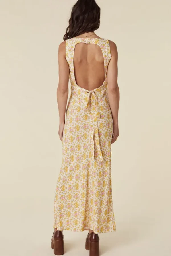 Honeysuckle Yellow Rose Bias Maxi Dress Fashion